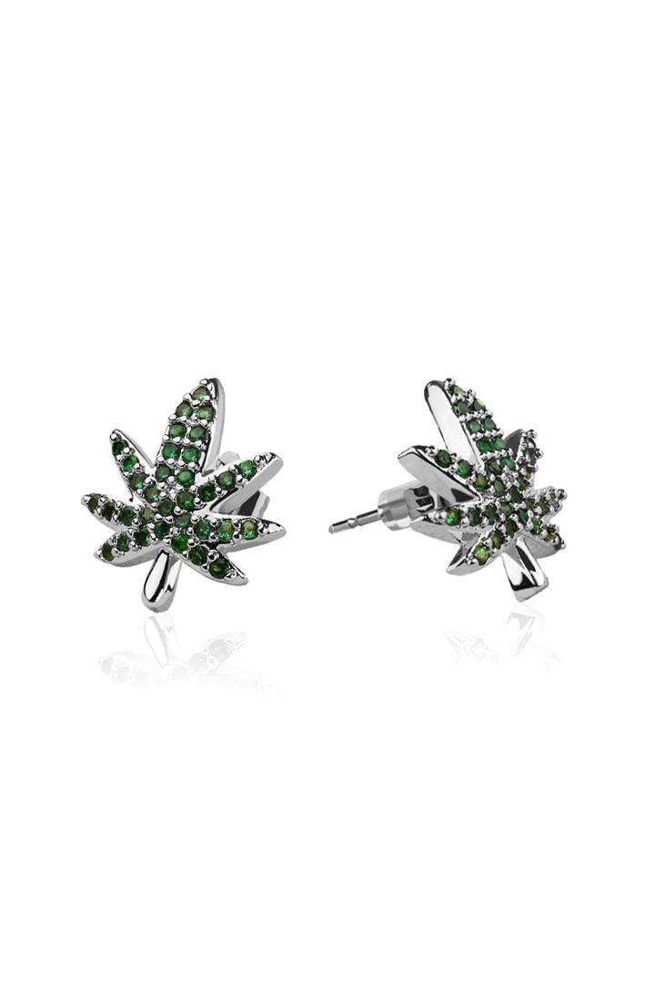 Pair Of 20G Stainless Steel Weed Plant Earrings